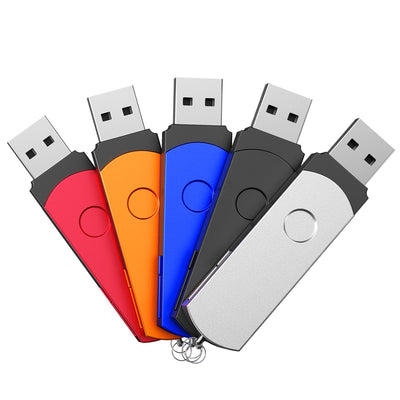 16GB USB Stick 5 Stück Bunt Speicherstick Euro Einklappbar mit Drehgelenk USB 2.0 Flash Laufwerk 16 GB Metall Datenspeicher Pen Drive in 5 Farben Schwarz, Blau, Gold, Silber, Rot by FEBNISCTE