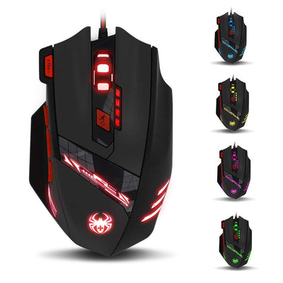 Souris de jeu Zelotes T90 9200 DPI, 8 boutons programmables, LED multimode, souris de jeu USB, réglage du poids pour les joueurs professionnels