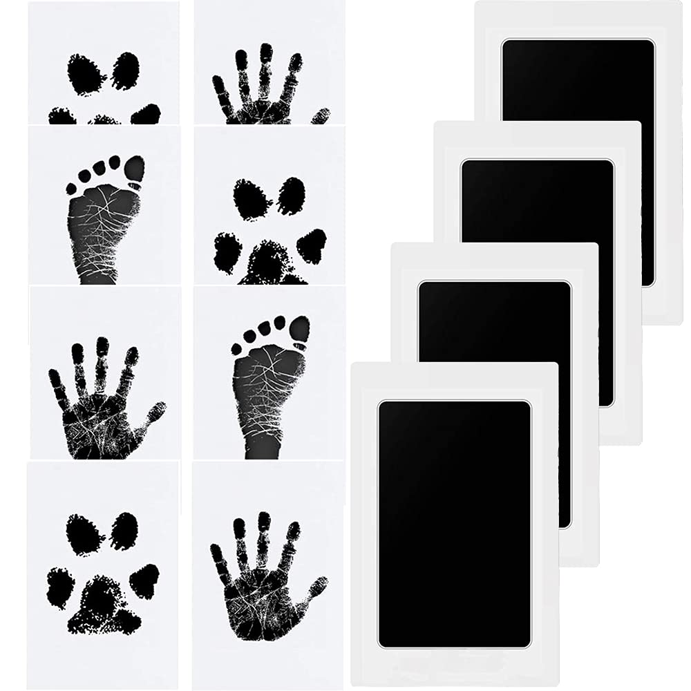 Baby Handabdruck und Fußabdruck Set, 4 pcs Baby Fussabdruck Set, Baby Abdruckset für Neugeborene, Pfotenabdruck Set Hund, Pfotenabdruck Set Katze, Clean Touch Stempelkissen für Baby Shower