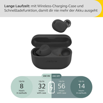 Jabra Elite 8 Active schnurlose In-Ear-Bluetooth-Kopfhörer mit adaptiver, hybrider aktiver Geräuschunterdrückung (ANC) und 6 eingebauten Mikrofonen, Wasser- und schweißresistent - Dunkelgrau