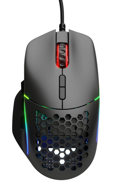 Glorious Gaming Model I Wired Gaming Mouse – superleichte 69 g, 2 tauschbare Tasten, RGB, PTFE-Füße, 9 programmierbare Tasten, seitliche Daumenablage – Schwarz