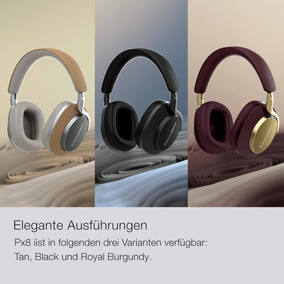 Bowers & Wilkins PX8 Flaggschiff-Over-Ear-Kopfhörer mit Geräuschunterdrückung, kabellos, Bluetooth 5.0 und Schnellladung, 30 Stunden hochauflösende Wiedergabe und integriertes Mikrofon, Schwarz