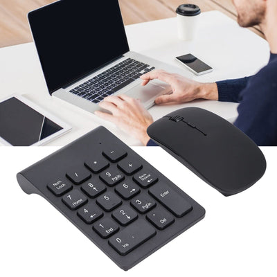 VBESTLIFE Wireless Nummernblock mit Mäusen, 2,4 GHz Wireless 18 Tasten Tastennummernblock 1200 DPI Ultradünne Maus Combo Plug and Play Nummernblock für Home Office