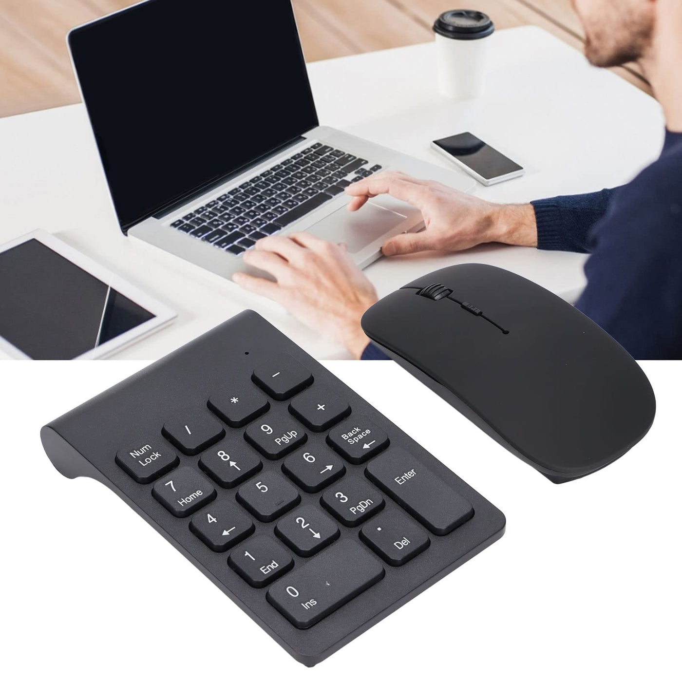 Pavé numérique et souris sans fil rechargeables, pavé numérique et souris combinés sans fil, pavé numérique USB ultra fin portable 2,4 GHz et souris combinés pour ordinateurs portables Windows