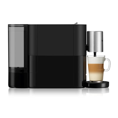 Krups XN8908 Nespresso Atelier Kaffeemaschine mit Milchaufschäumer | 1 L Wassertank | inkl. Glastasse+Kapseln | 19bar Druck | schwarz/ silber