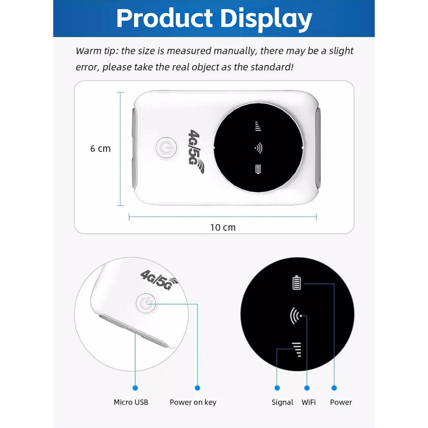 Cuifati Entsperrter 5G-WLAN-SIM-Kartensteckplatz, Tragbarer WLAN-Router, 300 Mbit/s, LTE-USB-WLAN-Modem, 3200-mAh-Akku, Bis zu 10 Geräte, für Reisen, Live-Streaming Im Freien