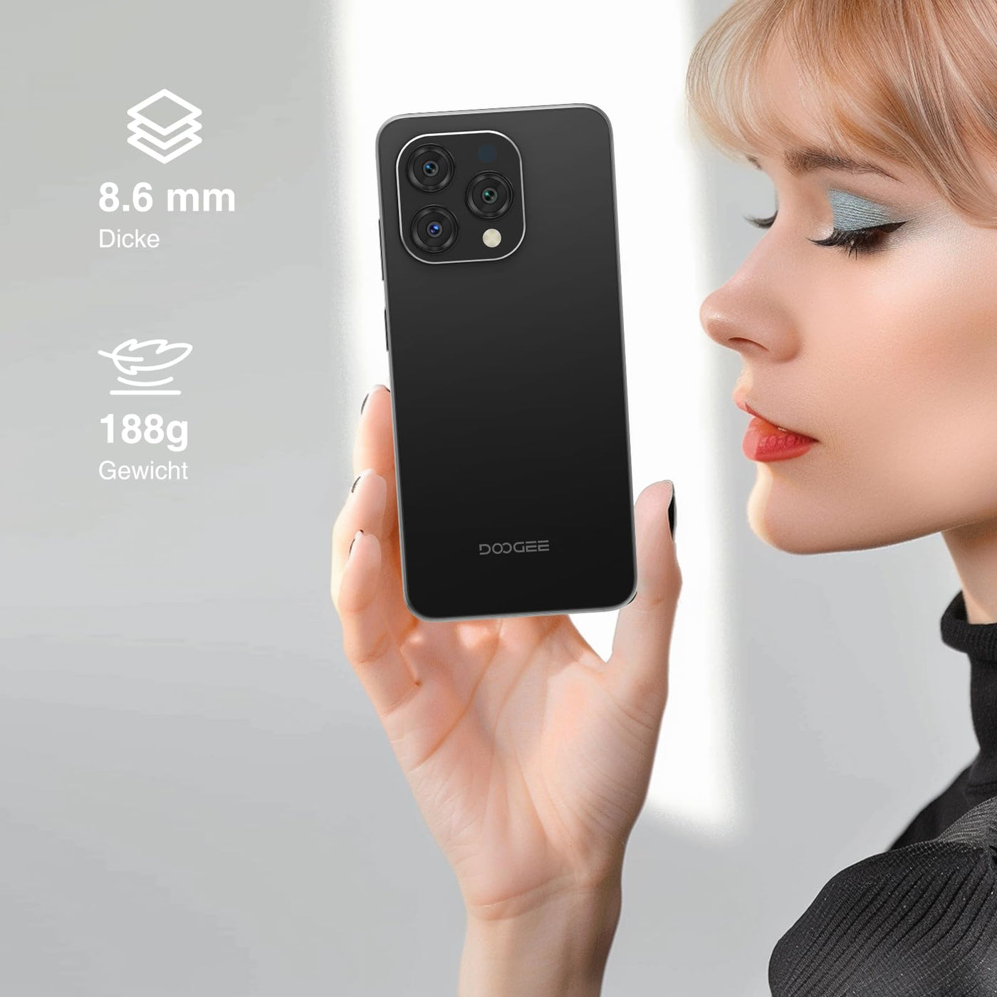 DOOGEE N55 Android 14 Smartphone Ohne Vertrag (9GB+128GB) 6.56" HD+ IPS Display Octa Core Handy Ohne Vertrag, 5150mAh, 13MP+8MP, Dual SIM 4G Handy Günstig, 5G Wi-Fi Simlockfreie Handys, OTG, Face ID