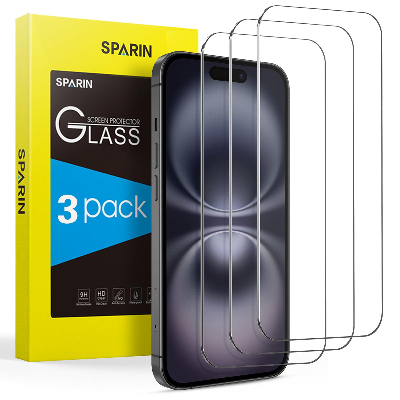 SPARIN Panzer Schutz Glas für iPhone 16 und iPhone 15 (6.1 Zoll), 3 Stück HD Schutzfolie, 9H-Härte,Anti-Kratzen, Anti-Öl, Anti-Bläschen