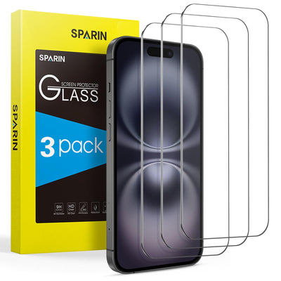 SPARIN Panzer Schutz Glas für iPhone 16 und iPhone 15 (6.1 Zoll), 3 Stück HD Schutzfolie, 9H-Härte,Anti-Kratzen, Anti-Öl, Anti-Bläschen