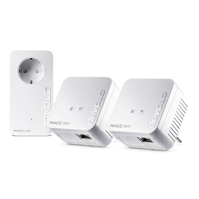 devolo Magic 1 WiFi mini Multiroom Kit, WLAN Powerline Adapter, bis zu 1.200 Mbit/s, WLAN Verstärker, 1x LAN Anschluss, dLAN 2.0, weiß