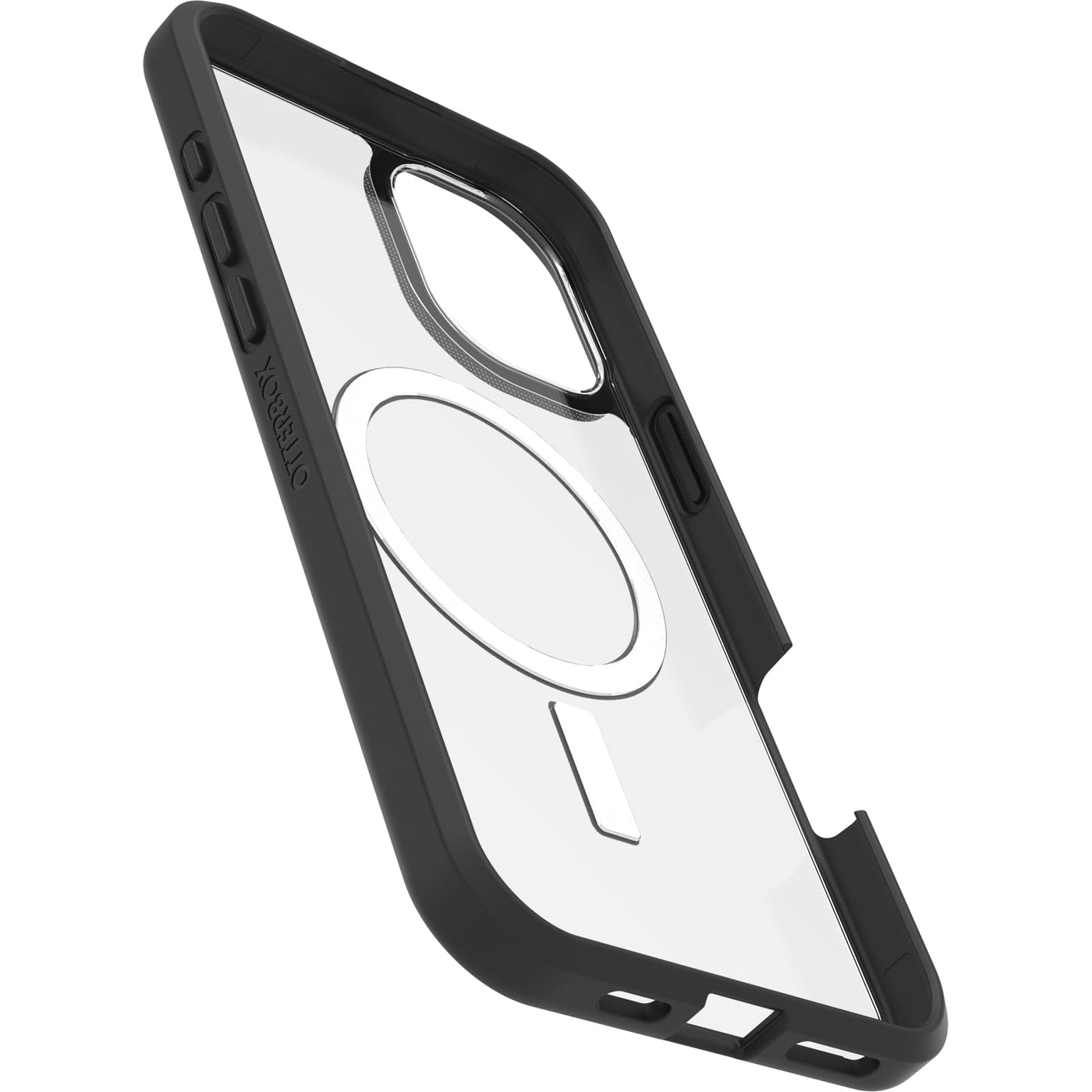 OtterBox Sleek Series MagSafe Hülle für iPhone 16 Plus, stoßfest, sturzsicher, ultraschlank, schützende Hülle, Getestet nach Militärstandard, Transparent/Schwarz, Keine Einzelhandelsverpackung