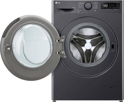 LG V5WD95SLIMB, SLIM Waschtrockner 9-5 kg, Klasse A und E, 60x53.5x85 cm, Wi-Fi, AI Direct Drive, Tiefenreinigung mit Dampf, TurboWash 360, Allergy Care, Außentür aus gehärtetem Glas, Dark Stone