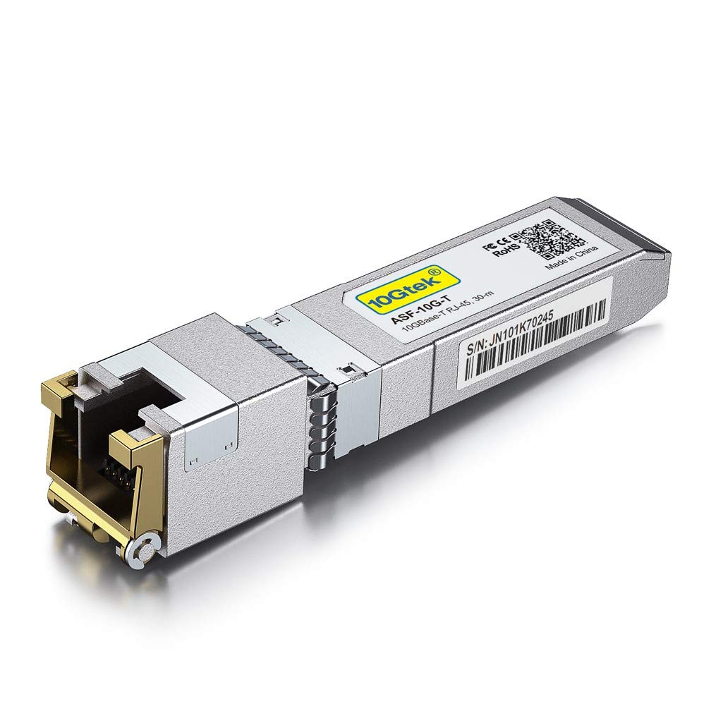 10Gtek 10Gb SFP+ auf RJ45 Modul 30-Meter, 10GBase-T Kupfer CAT.6a Transceiver Kompatibel für Cisco SFP-10G-T-S, Ubiquiti UniFi UF-RJ45-10G, MikroTik S+RJ10, Netgear, TP-Link, D-Link, Open Switch