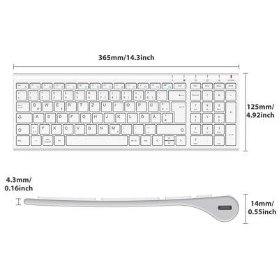 2.4G Maus Set kabellos, iClever Aluminium Wireless Slim Tastatur QWERTZ Layout (Deutsch), für Computer/Desktop/PC/Laptop/Oberfläsche/Smart TV und Windows 10/8/7/Vista/XP (2.4GHz, USB)