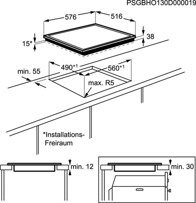 AEG Glaskeramikkochfeld autark 60cm – 4 Zonen mit Bräter- und Zweikreiskochzone – 14 Stufen – Edelstahlrahmen – Timer – Touch-Bedienung je Zone – Kindersicherung – HK634060XB