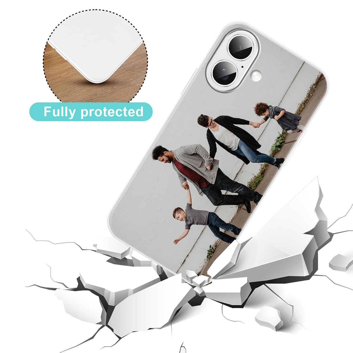 Yoedge Personalisierte Handyhülle für iPhone 16 Plus Hülle Selbst Gestalten mit Eigenem Foto Bild Text Personalisiert Case Individuelle Geschenk Schutzhülle Weiß Cover für iPhone 16 Plus 6,7"