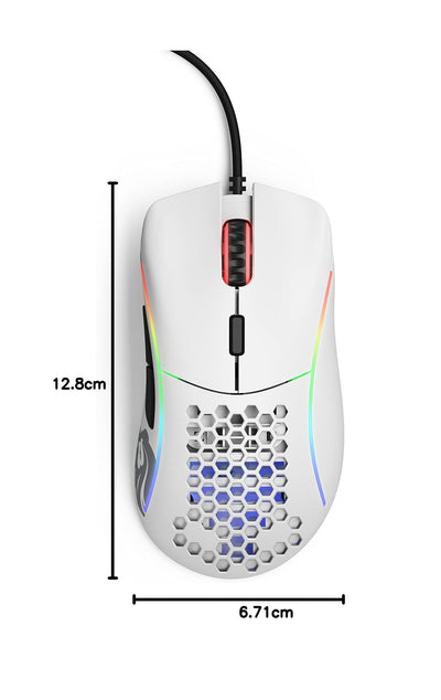 Glorious Gaming Model D Wired Gaming Mouse – superleichtes Wabendesign mit 68 g, RGB-Beleuchtung, ergonomisch, Pixart 3360 Sensor, Omron-Schaltern, PTFE-Füße, 6 Tasten – Mattweiß