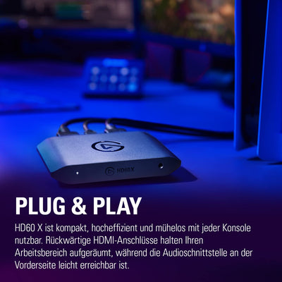 Elgato HD60 X - Streamen und aufzeichnen in 1080p60 HDR10 oder 4K30 mit ultraniedriger Latenz auf PS5/Pro, PS4/Pro, Xbox Series X/S, Xbox One X/S, in OBS und weiteren Programmen, PC und Mac