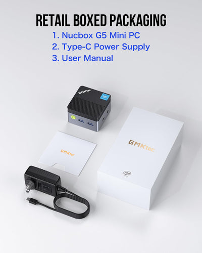 GMKtec Mini-PC N97 mit with Windows 11 Pro, G5 Micro-Desktop-Computer, Intel Alder Lake N97 der 12. Generation (bis zu 3,60 GHz), 12 GB DDR5, 256 GB großes Laufwerk für Unternehmen, Schule