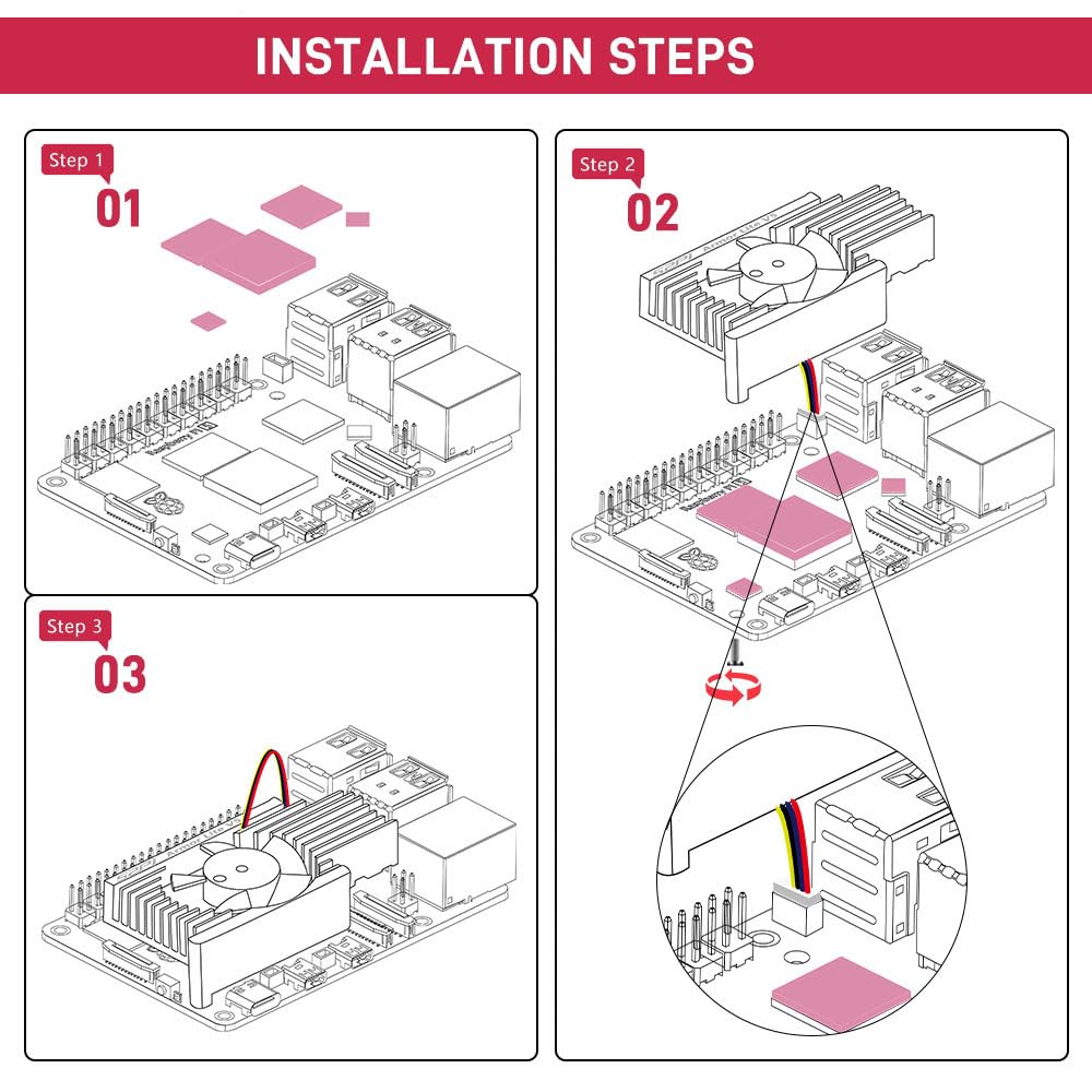 GeeekPi Aktiver Kühler für Raspberry Pi 5, Raspberry Pi 5 Armor Lite V5 Kühler mit PWM Lüfter, Aluminum Kühlkörper für Raspberry Pi 5 4GB/8GB