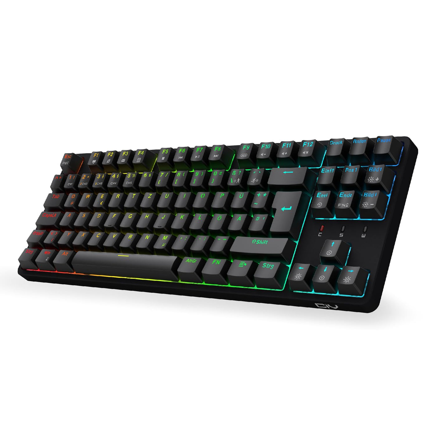 CIY X77 Mechanische Gaming Tastatur丨88 Tastaten QWERTZ Layout丨Programmierbare RGB丨Drei höhenverstellbar丨Typ-C-Kabel丨Hot-Swap-fähige Tastatur für Win/Mac (Schwarz + Roter Schalter)