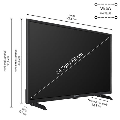 Daewoo Android TV 24 Zoll Fernseher (HD-ready Smart TV, HDR, Bluetooth, Triple-Tuner) 24DM54HA2K