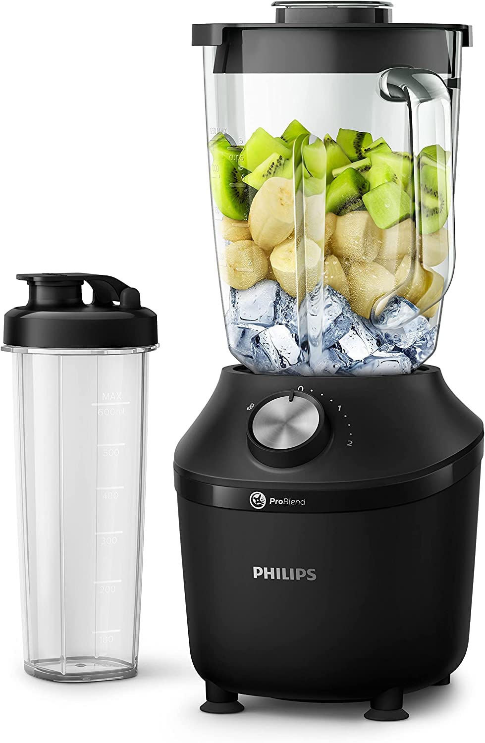 Philips Standmixer und Smoothie Maker – 600W, 2-Liter-Becher, HomeID-App, 2 Geschwindigkeitsstufen + Impulsfunktion, ProBlend, Ice-Crush-Funktion (HR2291/41)