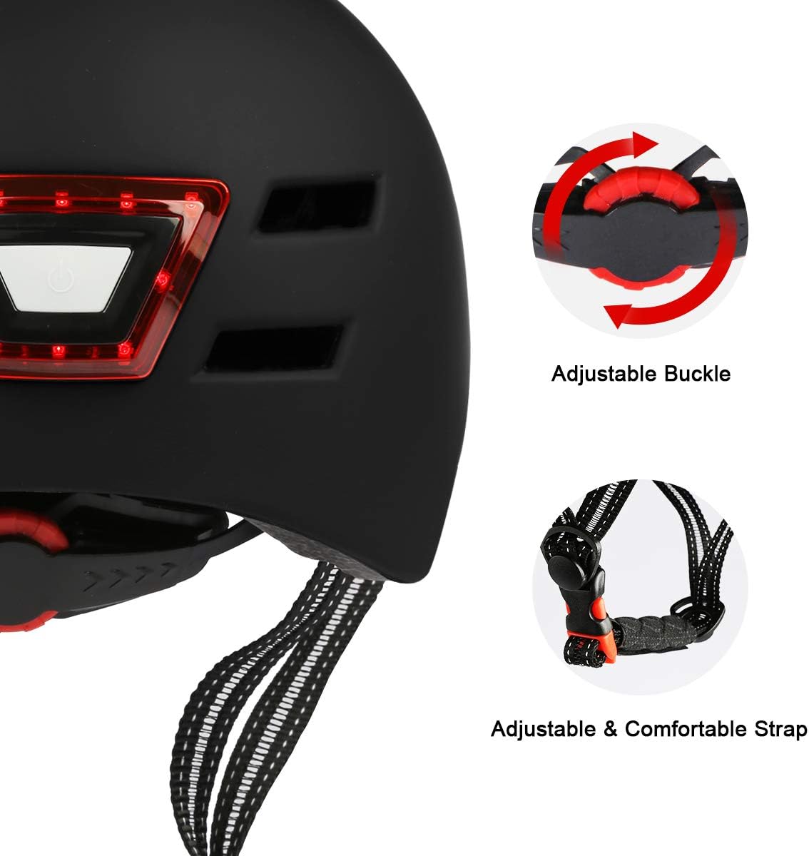 Erwachsene Fahrradhelm mit LED Licht CE-Zertifikate Radhelm Skaterhelm Herren und Damen E-Scooter Roller BMX Helm für Männer & Frauen Trekking City Rennradhelme Jugendhelme Skaterhelm,L