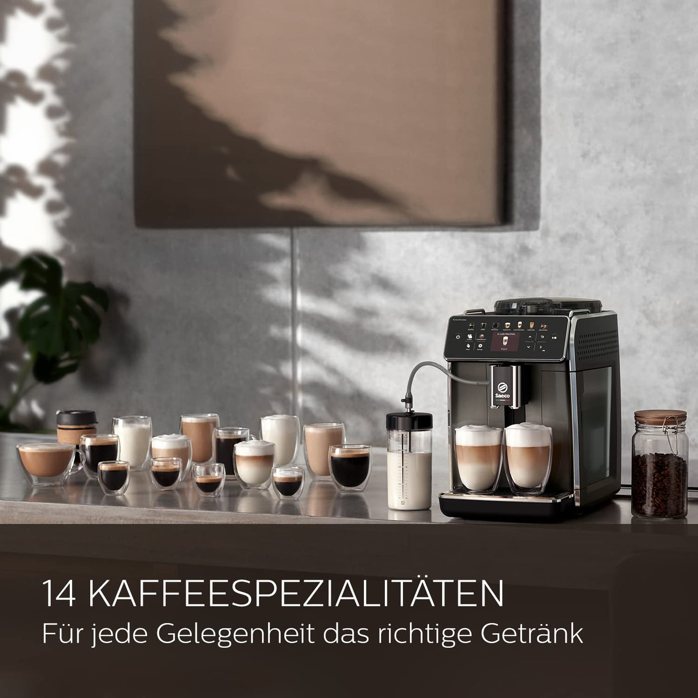 Saeco GranAroma Kaffeevollautomat – 14 Kaffeespezialitäten, Intuitives Farbdisplay, 4 Benutzerprofile, Keramikmahlwerk, ‎1500 Watt (SM6580/10)