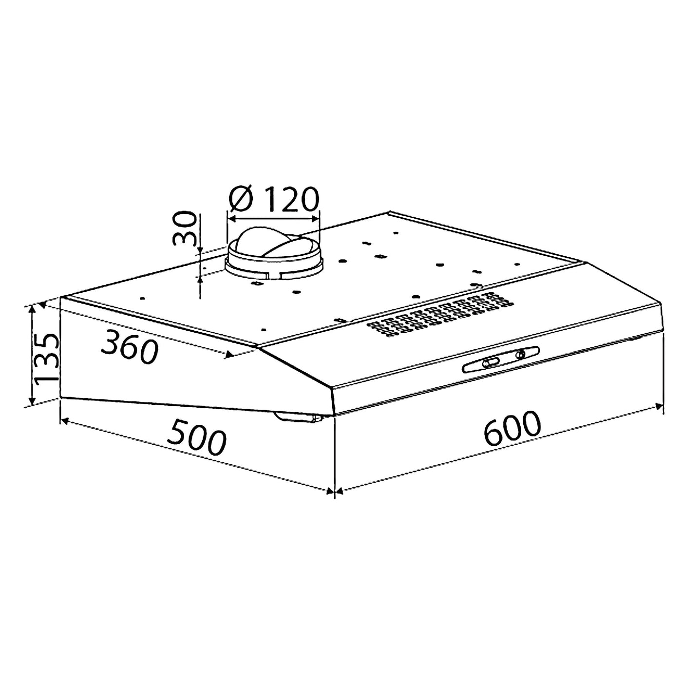 Bomann® Dunstabzugshaube 60cm Unterbau | Umluft und Abluft | inkl. Befestigungsmaterial & Filter | 3 Stufen | Dunstabzugshaube 205 m³/h | Dunstabzugshaube 60cm | 71 dB | Abzugshaube | DU 623.3 inox