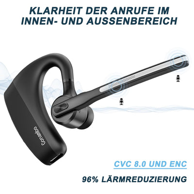 Conambo Headset Bluetooth V5.2,Wireless Bluetooth Freisprech Headset mit CVC 8.0 und ENC Dual Mic Noise Cancelling,70 Std Spielzeit mit Ladecase,Bluetooth Ohr für Autofahren/Büro/Geschäft