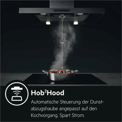 AEG IKS6431AXB Induktionskochfeld autark 60cm, 4 Zonen mit 4x Power-Funktion für schnelles Kochen, 7350 W, 14 Stufen, Edelstahlrahmen, Timer, Touch-Bedienung je Zone, kompatibel mit Haubenautomatik