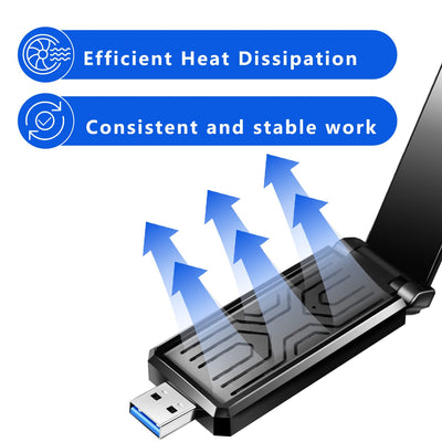 WLAN Stick für PC - 1300Mbps USB 3.0 Internet Stick - 2.4GHz/5.8GHz Dual Band High-Gain Antennen WiFi Adapter, Kompatibel mit Windows 11/10/8/7/Vista/XP, Mac OS