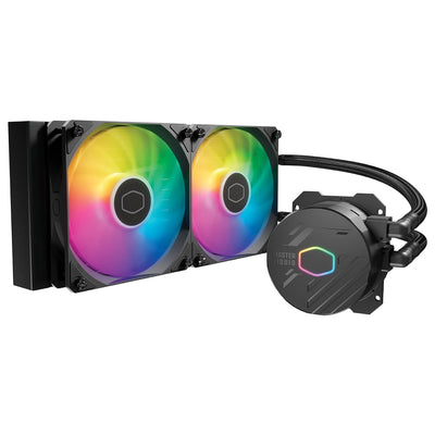 Cooler Master MasterLiquid 240L Core ARGB Wasserkühlung - CPU-Flüssigkeitskühler mit Zweikammer-Gen-S-Pumpe, überlegende PC-Kühlung mit 120mm -Lüfter, LGA 1700- und AM5-Halterungen – Schwarz