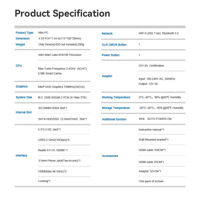 Beelink S12 Pro Mini PC 12th Gen Intel Alder Lake-N100 Processor (up to 3.40GHz),16G DDR4+500G PCIe SSD Mini Computer 2xHDMI/WiFi6/BT5.2/4K@60Hz