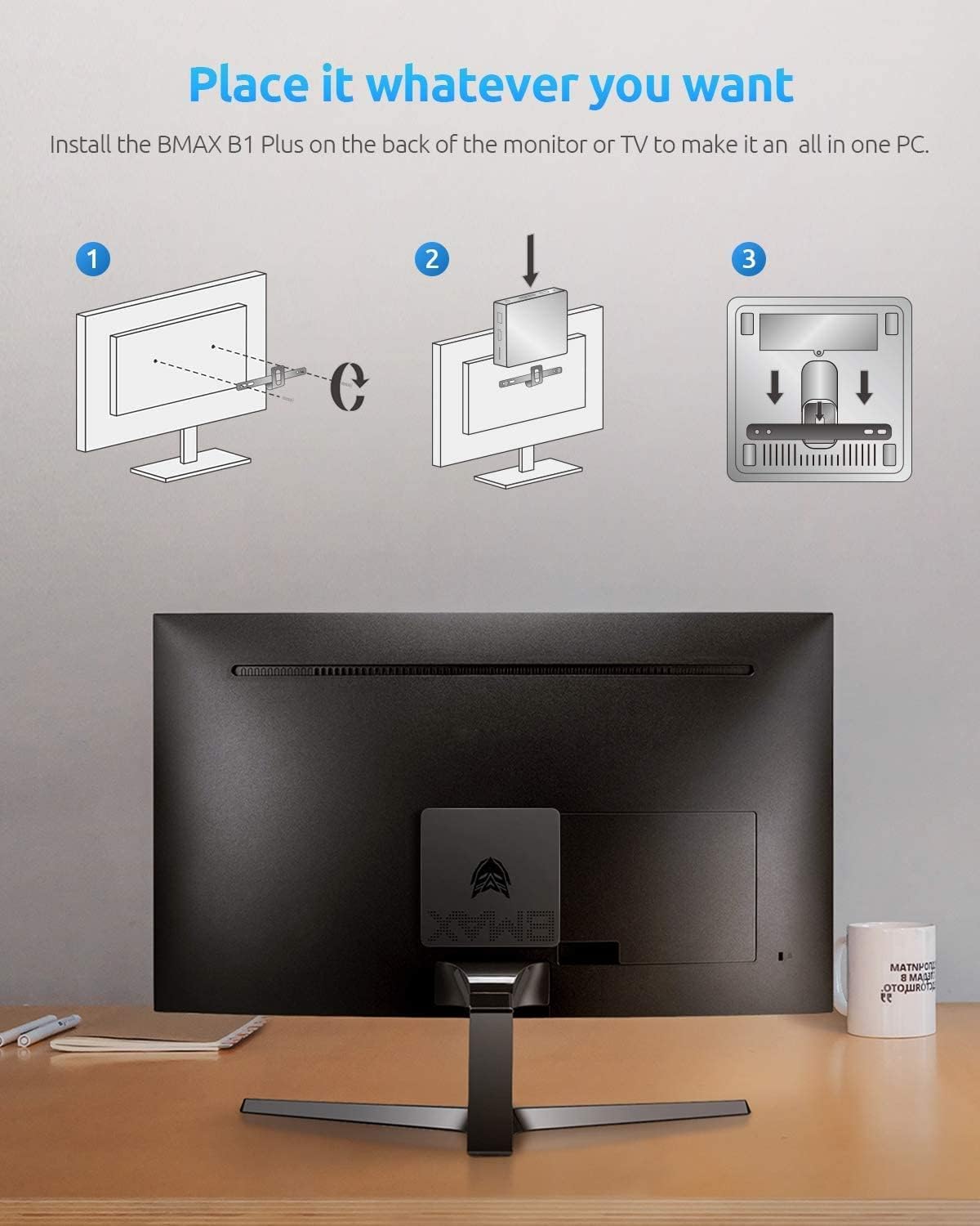 BMAX Mini Pc 8 GB DDR4 128 GB eMMC Win-11 Pro Intel Gemini Lake N4000 (bis zu 2,6 GHz) Mini Desktop Computer Micro PC 4K@60Hz, HDMI 2.4G/5G Dual WiFi, Gigabit Ethernet Bluetooth 4.2, Mini Computer