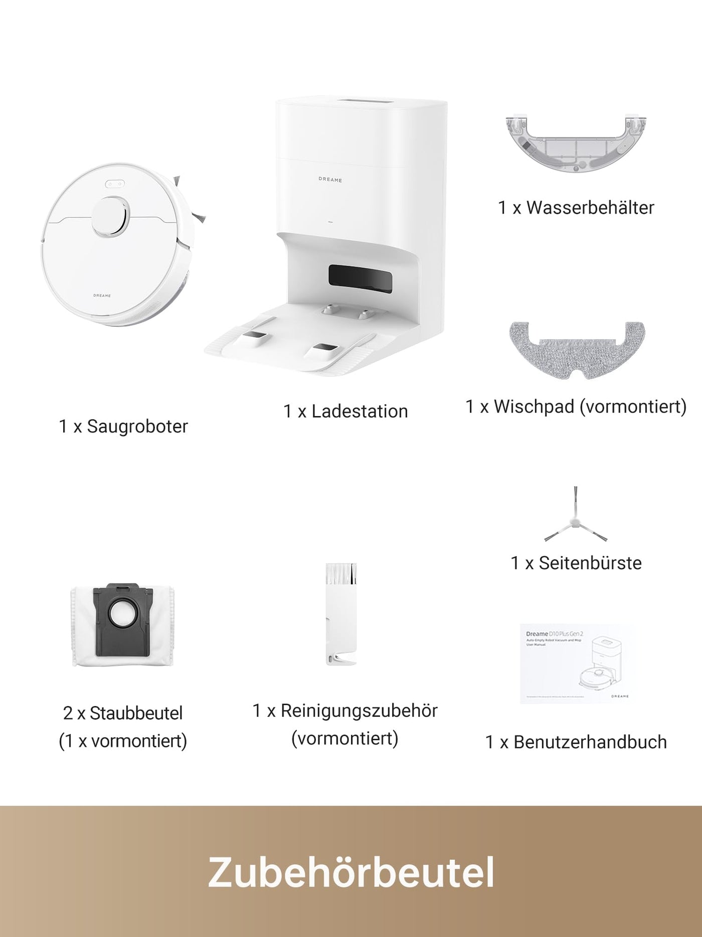 dreame D10 Plus Gen 2 Saugroboter mit Wischfunktion, Automatischer Staubentleerung, Speichert bis zu 90 Tage Staub, LiDAR-Navigation, 6000 Pa Saugkraft für Teppiche und Tierhaare, 285-Minuten-Akku