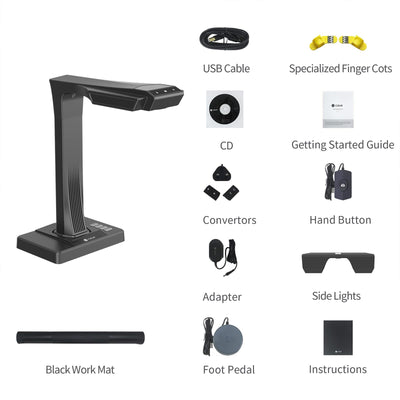 CZUR ET18 Professioneller Buchscanner, 18 Megapixel Scanner Schnell-Scan Dokumentenscanner Nach PDF Konvertieren/Durchsuchbare PDF/Word/Excel, Max. Scanbereich A3 für Office Library