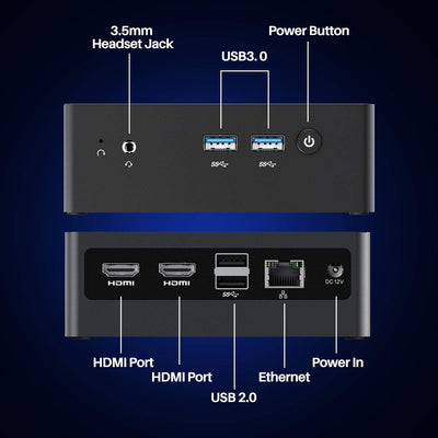 AWOW Mini PC, Atom x7 E3950 8GB DDR4, 128GB M.2 SATA SSD, Mini Desktop Computer, AL34 Micro PC, Wi-10 Pro, 4K HD, Dual HDMI 1.4, 2.4G/5G Dual WiFi, Gigabit Ethernet, 4 X USB, BT 4.2