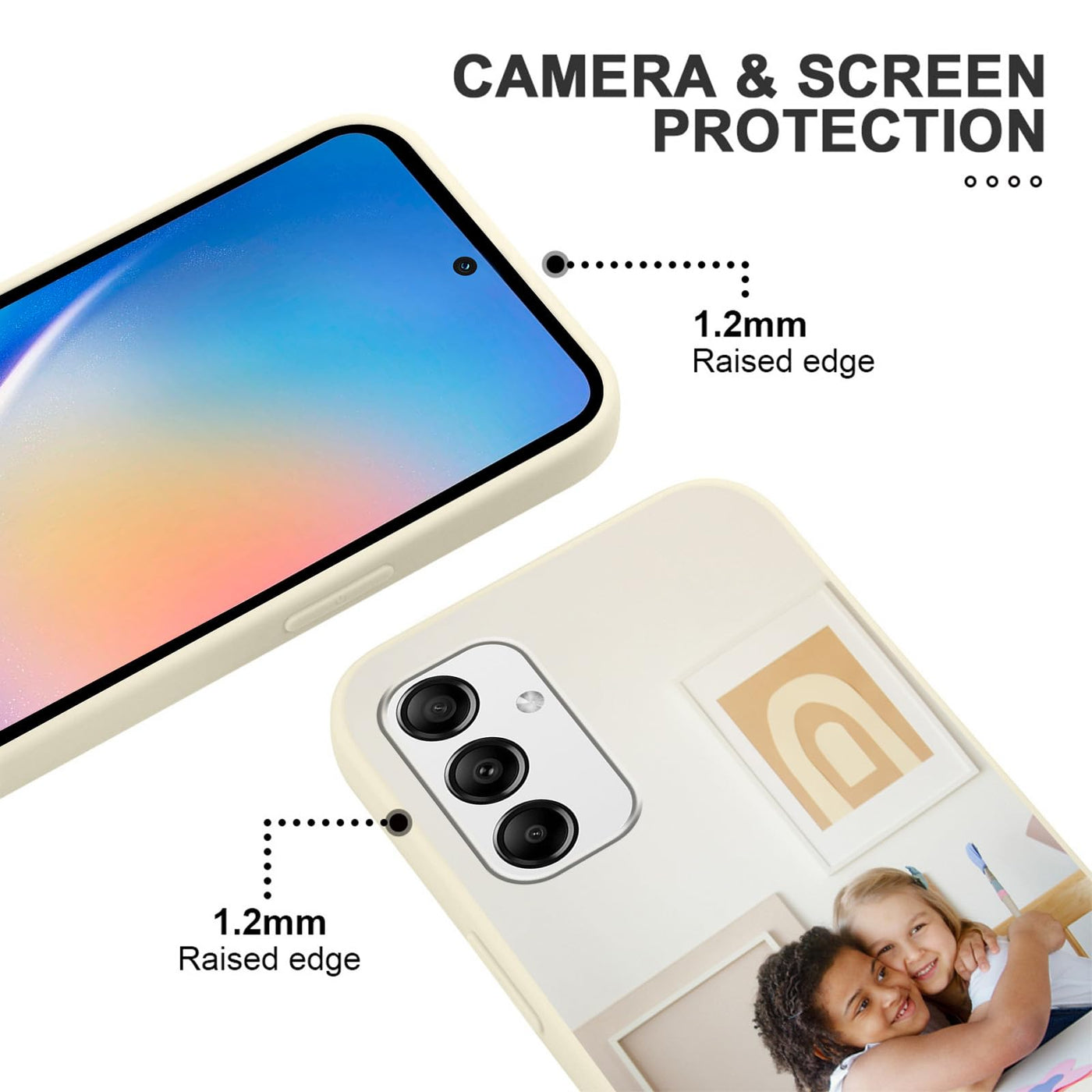 Yoedge Handykette Personalisierte Handyhülle für Samsung Galaxy A35 5G Beige Hülle mit Band Kordel 6,6", Selbst Gestalten/personalisiert mit Foto Bild Text Individuelle Partner Schutzhülle Cover