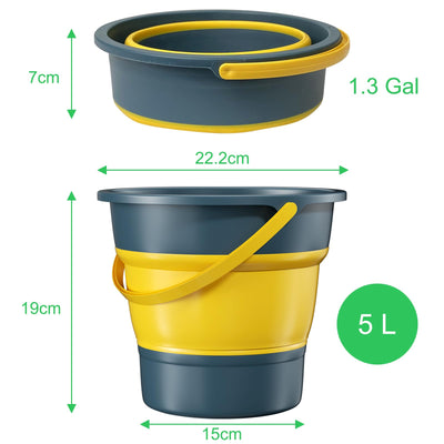 Ghazpmuk Collapsible Plastic Bucket, Falt Eimer, Sandeimer, Eimer Faltbar, Faltbarer Eimer, Falteimer Space Saving, Tragbares Putzeimer, Spülwanne, für Reinigung, Camping, Angeln, Reisen (5L)