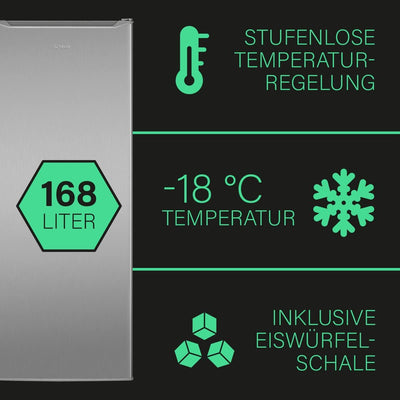 Bomann® Gefrierschrank | Tiefkühlschrank | Freezer | Nutzinhalt 168 Liter | wechselbarer Türanschlag | 4 Sterne Gefrierraum | GS 7340 inox