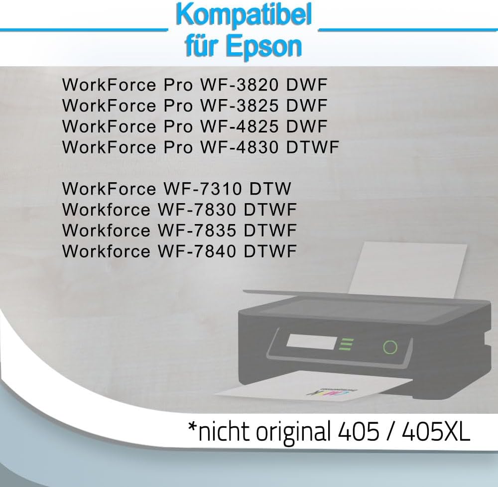 5er Set kompatibel für Epson Nr. 405XL Patronen Workforce WF-7310 WF-7830 WF-7835 WF-7840 WF-7835 Workforce Pro WF-3820 WF-3825 WF-4820 WF-4825 WF-4830