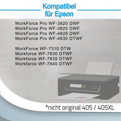 5er Set kompatibel für Epson Nr. 405XL Patronen Workforce WF-7310 WF-7830 WF-7835 WF-7840 WF-7835 Workforce Pro WF-3820 WF-3825 WF-4820 WF-4825 WF-4830