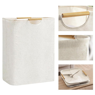 ADERTOS Wäschekorb Faltbarer Wäschesammler 60L Beige Wäsche Körbe mit Henkel Wasserdicht 55 * 40 * 25cm Laundry Basket Wäschesack für Schlafzimmer, Badezimmer,Schlafsaal, Wohnzimmer Bad