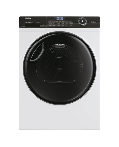 Haier I-PRO SERIE 5 HD90-A3TEAM5 Wärmepumpentrockner / 9 kg/A+++ / Smart Home: Wi-Fi & hOn App/Inverter-Motor / 3 Trockenstufen wählbar/Edelstahltrommel/I-Refresh Dampfprogramm