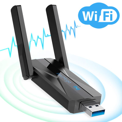 ElecMoga USB WLAN Stick für PC, 1300Mbps USB 3.0 WiFi Adapter mit 2 x 5dBi WLAN Antenne, 2.4GHz/5.8GHz Internet Stick für PC/Desktop/Tablet/Laptop, Kompatibel mit Windows 11/10/8/7/Vista/XP Mac OS