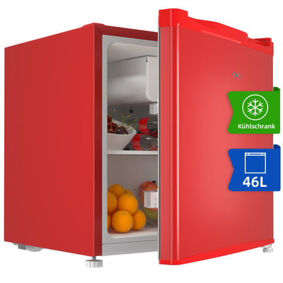 CHIQ Mini Bar Kühlschrank 46 L, Mini Kühlschrank Table Top, 49,6 x 47,4 x 44,7 cm (HxBxT), E Energieverbrauch 80 kWh/Jahr,Sehr Leise 39dB, Rot