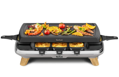 Tefal Raclette Gourmet RE610D | Raclette und Tischgrill | 8 Personen | Extra tiefe Pfännchen | Antihaftbeschichtet | Spülmaschinengeeignet | Ein-/Ausschalter | Kabel abnehmbar | 1350W