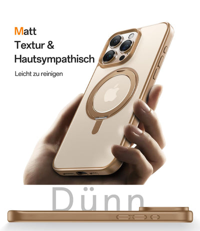 JUESHITUO 360° Magic Stand für iPhone 16 Pro Hülle [Militärschutz] [Unsichtbarer Ständer] Stoßfeste Kratzfeste Schutzhülle Dünne Case Handyhülle für MagSafe Titan Wüstensand